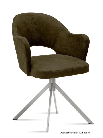 58 aufm Kessel ARMLEHNSTUHL (2er-Set) Dorris 59x87x61 Edelstahl/Khaki