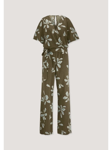 Hessnatur Print Jersey Overall in goldoliv