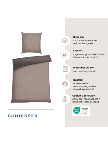 Schiesser Bettwäscheset Doubleface 2-teilig in Taupe-Dunkelgrau