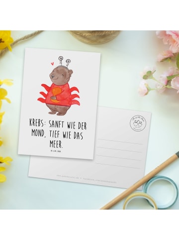 Mr. & Mrs. Panda Ansichtskarte Krebs Astrologie mit Spruch in Weiß