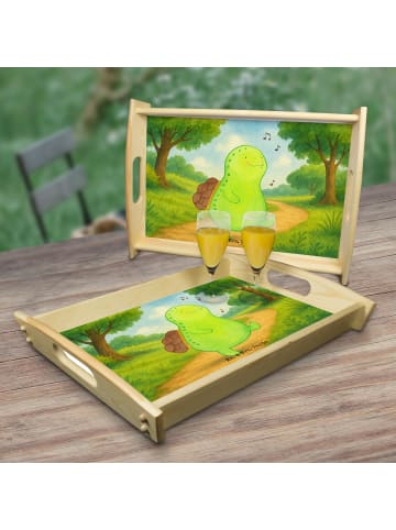 Mr. & Mrs. Panda Holztablett Schildkröte Pfeifen Design ohne Spruch in Weiß