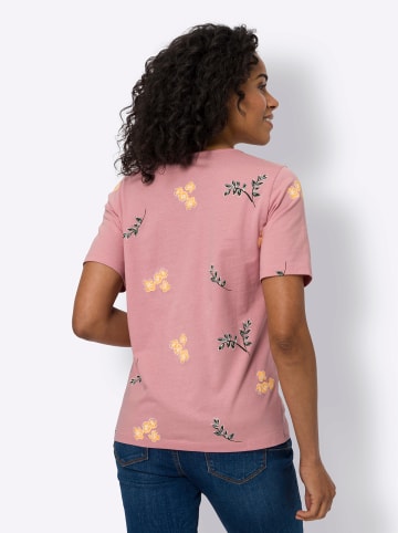 Sieh an! Kurzarm-Shirt in rosenquarz-weiß-bedruckt