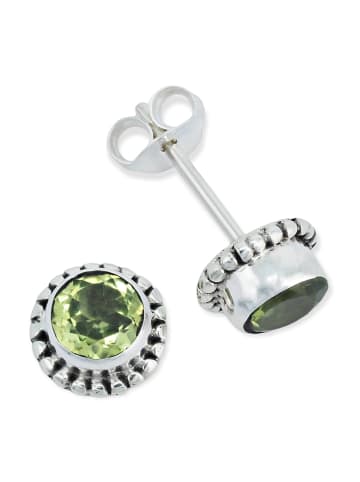 mantraroma 925er Silber - Ohrstecker (L) 7 x (B) 7 mm mit Peridot facettiert