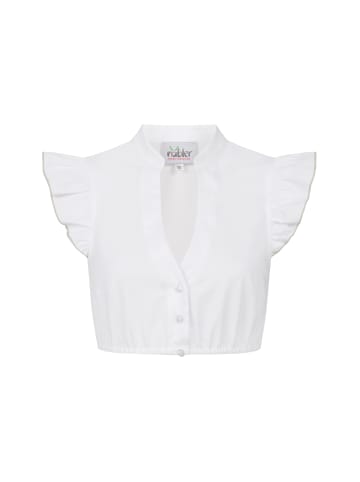 Nübler Dirndlbluse Carla Kurzarm in Weiß-Oliv
