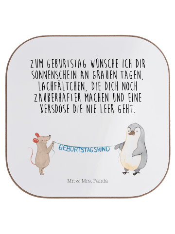 Mr. & Mrs. Panda Untersetzer Maus Pinguin Geburtstag mit Spruch in Weiß