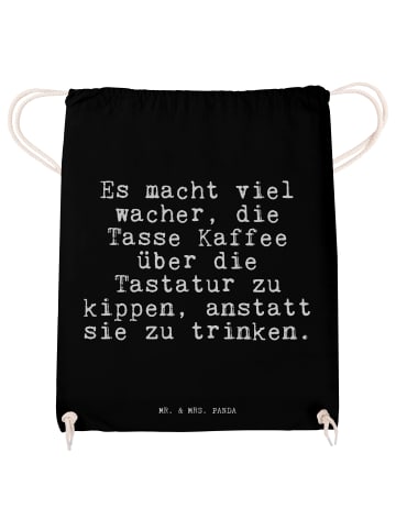Mr. & Mrs. Panda Jutebeutel Es macht viel wacher,... mit Spruch in Schwarz