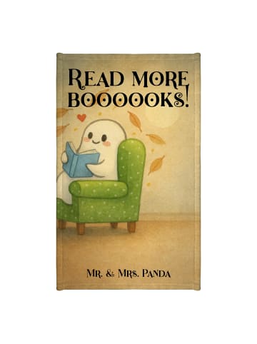 Mr. & Mrs. Panda Gästehandtuch Gespenst  Buch  Design mit Spruch in Weiß
