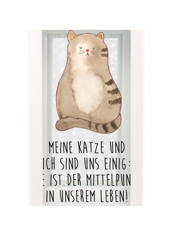 Mr. & Mrs. Panda Deko Laterne Katze Sitzen mit Spruch in Transparent