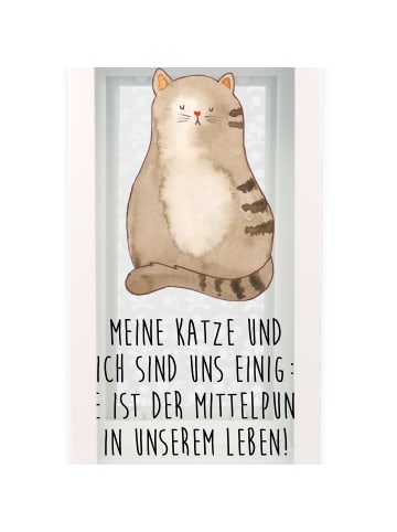 Mr. & Mrs. Panda Gartenlaterne Katze Sitzen mit Spruch in Transparent