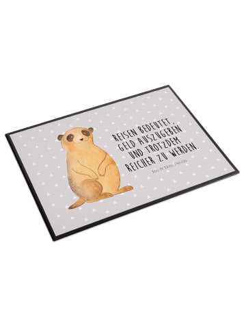 Mr. & Mrs. Panda Schreibtischunterlage Erdmännchen mit Spruch in Grau Pastell
