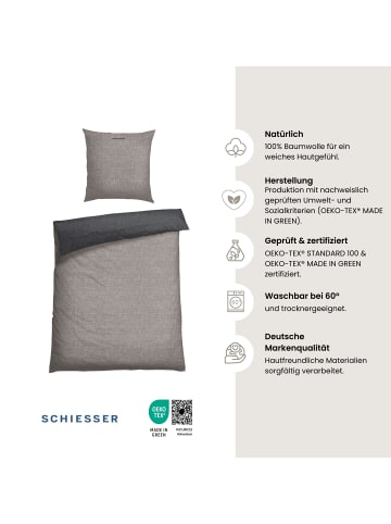 Schiesser Renforcé Bettwäscheset Doubleface in Grau-Schwarz