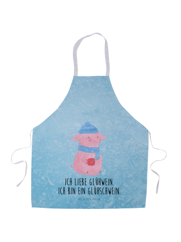 Mr. & Mrs. Panda Küchenschürze Schwein Glühwein mit Spruch in Eisblau