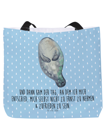 Mr. & Mrs. Panda Umhängetasche Seekuh Happy mit Spruch in Blau Pastell