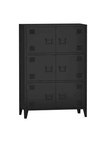 en.casa Büroschrank Hamina in Schwarz (H)113cm (B)80cm (T)30cm