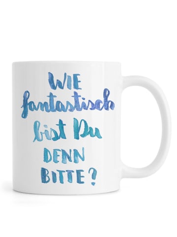 Juniqe Tasse "Fantastisch" in Blau & Weiß