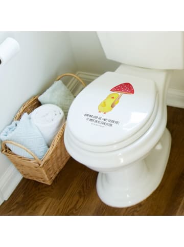 Mr. & Mrs. Panda Motiv WC Sitz Küken Fliegenpilz mit Spruch in Weiß