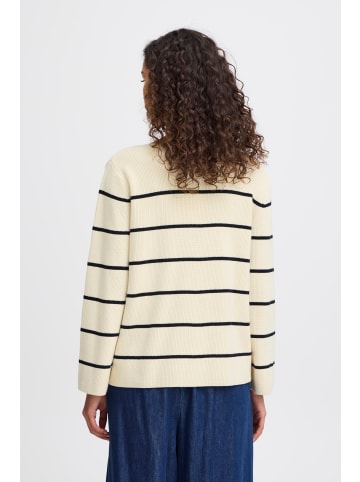 ICHI Langarm IHBOSTON Loose fit in Almond Milk Black stripe