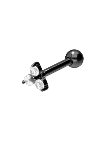 PIERCINGLINE Ohrpiercing Chirurgenstahl "KRISTALLBLUME" in Schwarz