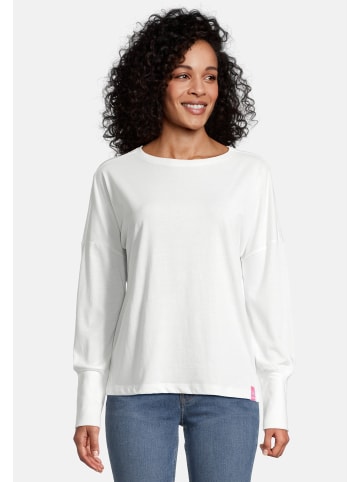 Salzhaut Rundkragen Langarmshirt für Damen in weiß