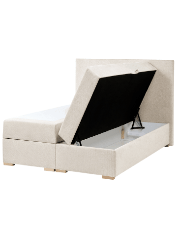 Beliani Boxspring Bett MAJOR in Beige - (W) 131 x (H) 109 x (L) 212 cm