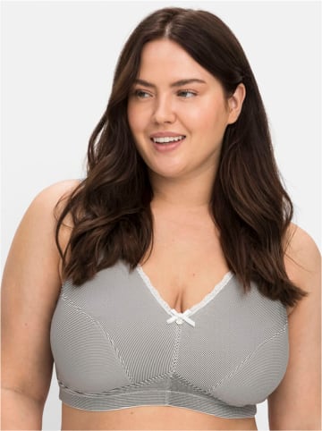 sheego Entlastungs-BH in anthrazit + weiß
