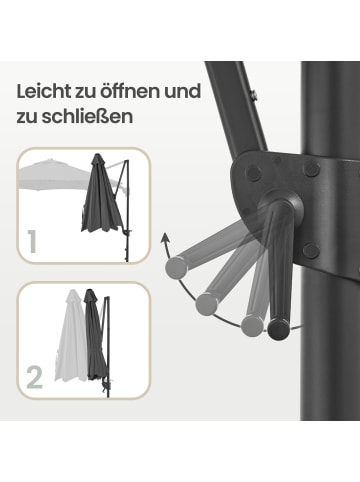 SONGMICS Sonnenschirm Sheld in Dunkelgrau - (D)300 x (H)235 cm