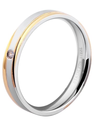 Adeliás Damen Ring aus Edelstahl mit Strass Steinchen in silber