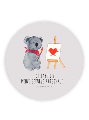 Mr. & Mrs. Panda Rund Magnet Koala Künstler mit Spruch in Grau Pastell