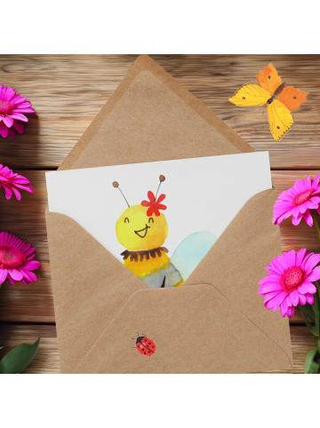 Mr. & Mrs. Panda Einladungskarte Biene Blume ohne Spruch in Weiß