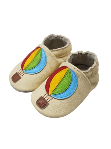 Yalion Leder-Krabbelschuhe "Heißluftballon" in Beige