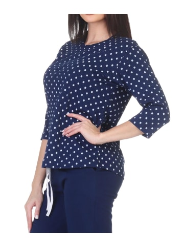 NORMANN Schlafanzug langarm Oberteil Pyjama Shirt Top in marine