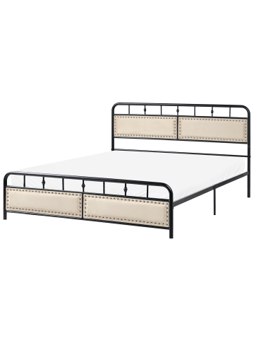 Beliani Doppelbett BREUILLET in Schwarz/Beige - (W) 165 x (H) 95 x (L) 207 cm