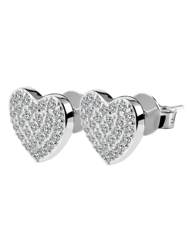 Adeliás Damen Ohrringe – Ohrstecker aus 925 Silber mit Zirkonia in silber