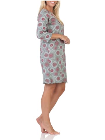 NORMANN Normann Damen Nachthemd fraulich in floralem Design - 88175 in hellgrau