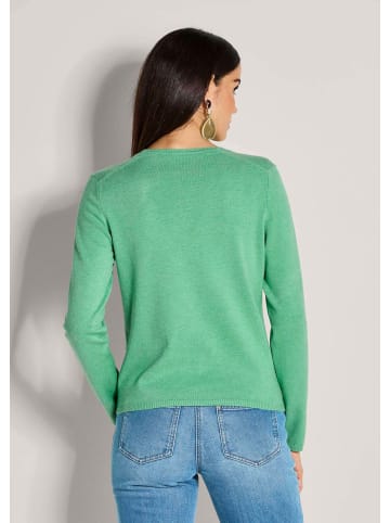 MADELEINE Langarm Jacke im Feinstrick mit V-Ausschnitt in smaragd / melange