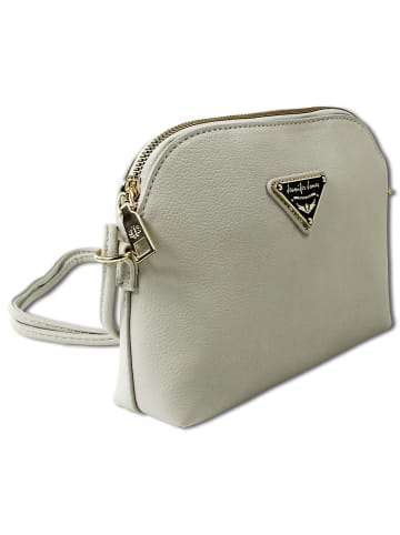 Jennifer Jones Umhängetasche, Abendtasche Kunstleder hellgrau ca. 23cm