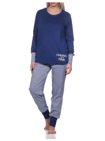 NORMANN Schlafanzug Bündchen Kuschel interlock - 81880 in marine