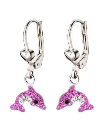 schmuck23 Ohrringe 925 Silber Delfin in Rosa