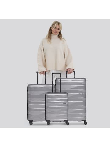 Bergpfeil Travel 4-Rollen Kofferset 3-tlg. mit Dehnfalte in arctic silver metallic