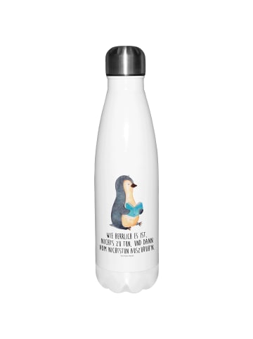 Mr. & Mrs. Panda Wasserflasche Pinguin Buch mit Spruch in Weiß
