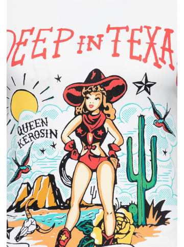 Queen Kerosin Shirt "Contrast T-Shirt Deep in Texas" in Weiß