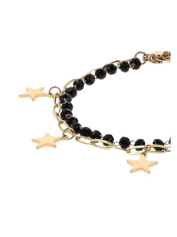 myMo ROCKS Women Bracelet With Barrel Clasp in Gold Black