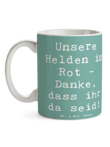 Mr. & Mrs. Panda Kaffeetasse Spruch Feuerwehrmann Helden mit Spruch in Meeresbrise