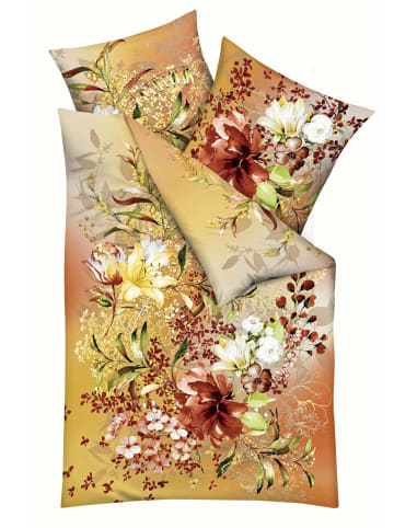 JACK 2 tlg. Linon Renforcé Bettwäsche 155x220cm Philomena in Braun