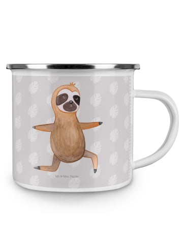 Mr. & Mrs. Panda Becher Faultier Yoga ohne Spruch in Grau Pastell