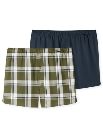 Schiesser Web-Boxershorts 2er Pack in Dunkelblau/Grün