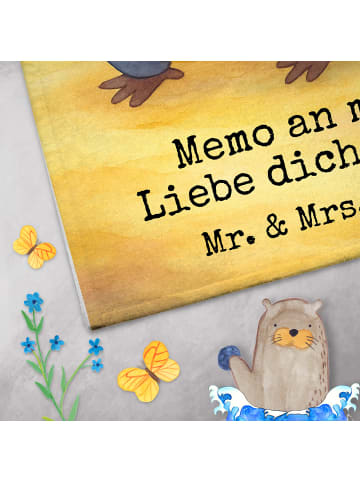 Mr. & Mrs. Panda Handtuch Pinguin Kokosnuss Design mit Spruch in Weiß