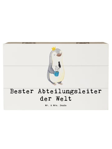 Mr. & Mrs. Panda Holzkiste mit Deckel Pinguin Bester Abteilungsl... in Weiß
