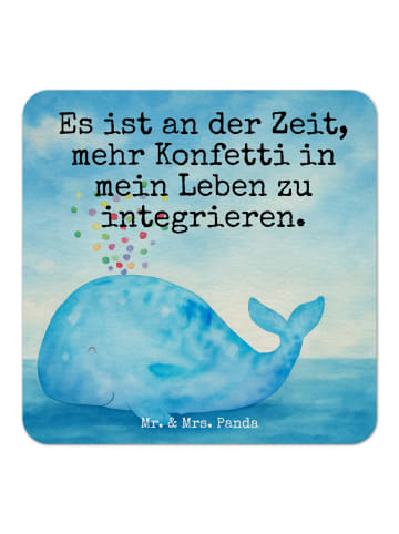 Mr. & Mrs. Panda Bierdeckel Wal Konfetti Design mit Spruch in Weiß