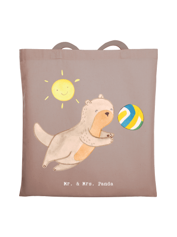 Mr. & Mrs. Panda Tote Bag Otter Beachvolleyball ohne Spruch in Braun Pastell